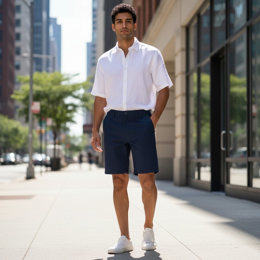 Izod Performance Men's Athletic Shorts in Slate Blue with Zip Pocket